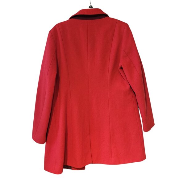 Pre-owned Merona Red Single-Breasted Wool Blend A-Line Coat - Picture 2 of 7